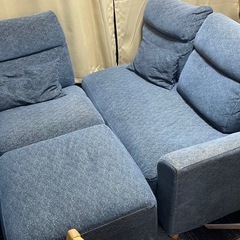 【お取引中】【美品】IKEA3人掛けソファオットマン付の画像