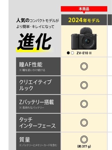 ソニーVLOG用カメラ　　ZV-e10
