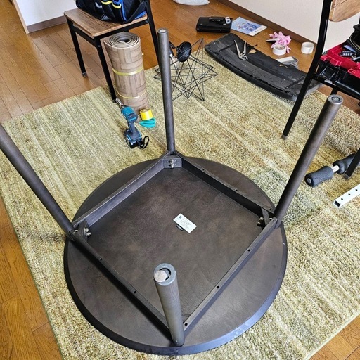 ダイニングテーブル 組立式 DT-09-100 幅1000x奥行1000x高さ700mm 桜屋工業