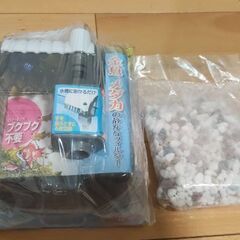 キューブ水槽とフィルターの画像