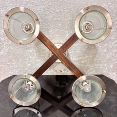 ４連照明　照明　DINER CROSS シーリングライト　西海岸　ウッド調の画像