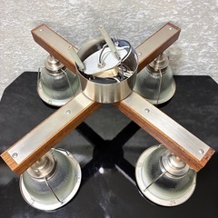 ４連照明　照明　DINER CROSS シーリングライト　西海岸　ウッド調の画像