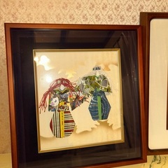 美術 刺繍絵 押絵 色紙人形 額縁の画像
