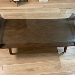 ニトリ　ローテーブル　天板ガラス　センターテーブル(ノルディック2 9645 DBR)　ダークブラウンの画像