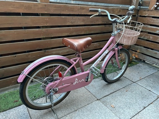 18㌅子供用自転車 ピンク 前バスケット付き★引取取限定