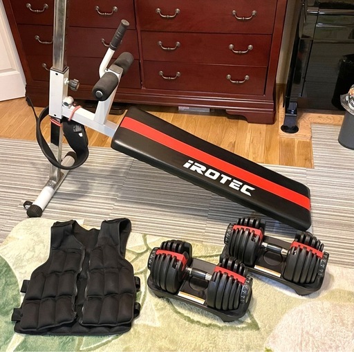 【総額5万円相当】トレーニング器具まとめ売り｜腹筋台＋可変式ダンベル2個＋20kgウェイトベスト｜20,000円 