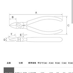  ケイバ 電工用薄刃ニッパー フラット 150mm NH-E26の画像