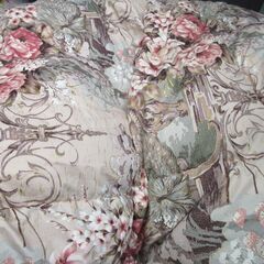 ホワイトダウン90%　高級羽毛布団　ボリュームタイプ　シングル　ピンク花柄の画像