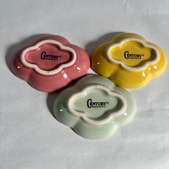 花柄 豆皿 3枚セット クローバー型 小皿 醤油皿 副菜皿 デザート皿の画像