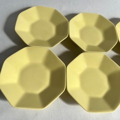 八角形 小皿 6枚セット イエロー 陶器 豆皿 盛り塩皿の画像