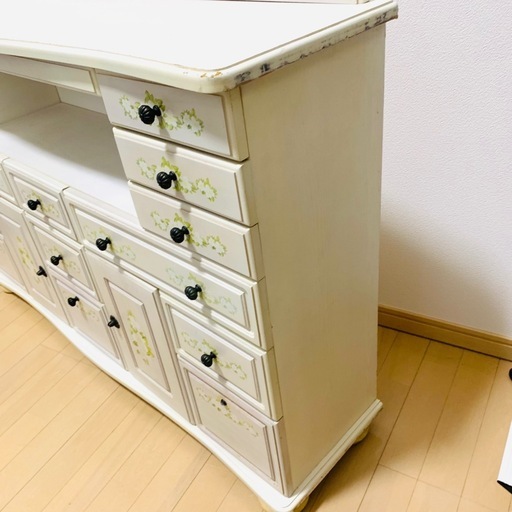 ロココ調 6段 チェスト ジャスミン　アンティーク 姫系　　キャビネット 白家具