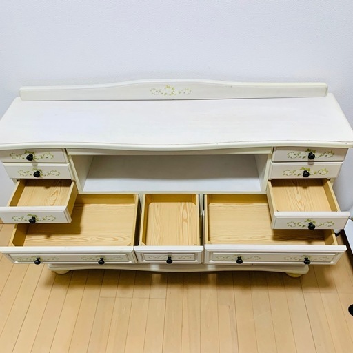 ロココ調 6段 チェスト ジャスミン　アンティーク 姫系　　キャビネット 白家具