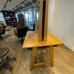 美容室のセット面、GRAIN（グレイン）天然木製両面ドレッサー ライトブラウンの画像