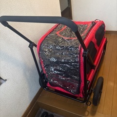 【美品】エアバギー キャリッジ ルーフ レッド 赤　大型犬 超大型犬 多頭飼いの画像