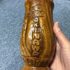 沖縄 木製 民芸品 工芸品 箸立て ペン立て 花瓶 花器の画像