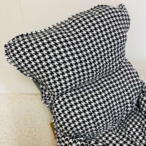 【激安】ロッキングチェア　足置きセット　1人掛け　ふわふわ　格子柄　オットマン付き♪