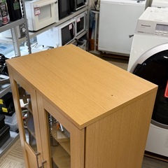 【超美品‼️】コンパクト♪ ニトリ 60cm幅カップボード 食器棚 キッチン収納家具 木目調ナチュラルブラウン♪の画像