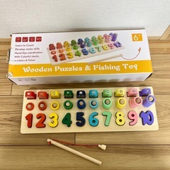 知育　数字　木のおもちゃ　魚つりの画像