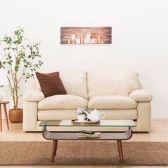  定価99900 ニトリ 2人掛けワイドソファ 本革 の画像