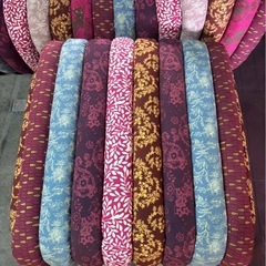 パッチワークソファ 大型ソファ ヴィンテージソファ スツール付 ファブリック カラフル アジアンの画像