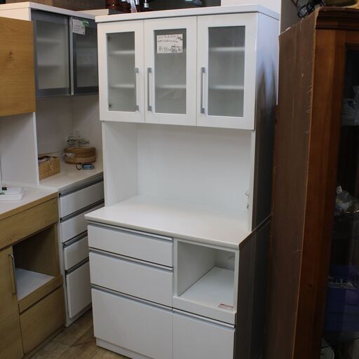 【川崎市宮前区リサイクルオフ】ニトリ　レンジボード　白　w89.5㎝　ハイタイプ
