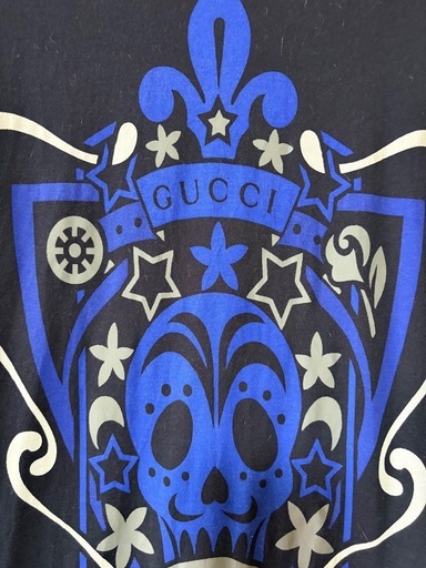 GUCCI ブルー×ブラック　トライバル柄　Tシャツ　メンズS 正規品