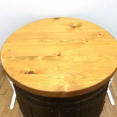 テーブル ウィスキー樽テーブル 収納 観音開き 木製 高さ 約93cm 中古 札幌市厚別区 厚別店の画像