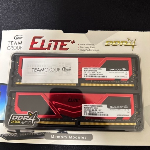 デスクトップ用メモリDDR4 3200MHz 16GB (8GBx2枚) 