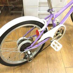自転車 20インチ カゴ ライト付き 6段変速 紫 パープル 中古 子供用自転車 ジュニアサイクル Jrサイクル 札幌市厚別区 厚別店の画像