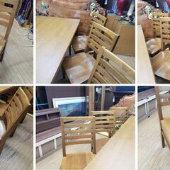 ｃ4　シンガポールブランド　スキャンティーク　チーク材使用　ダイニング７点セットの画像