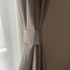 セット①【無印良品】 綿洗いざらし平織ノンプリーツカーテン幅100×丈178cm用・ペールブラウン 2枚組の画像