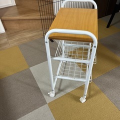 キッチンワゴン 木製天板 2段の画像