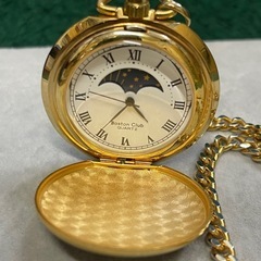 Boston Club 懐中時計 クォーツ ムーンフェイズ ゴールドチェーの画像