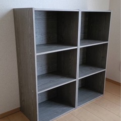 3段カラーボックス 2個セット（グレー木目調）の画像