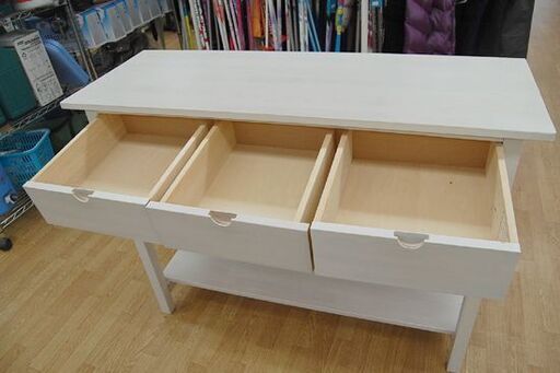 脇木工 カウンター 幅120×奥42.5×高90cm ホワイト 引き出し収納・下収納棚付き お店 店舗用 業務用 札幌市 清田区 平岡