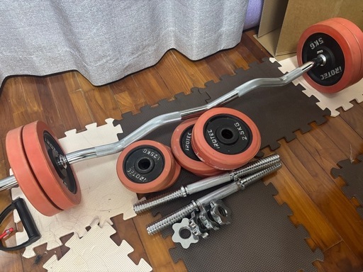 ezバー・ダンベル各20kg・トレーニングベンチセット