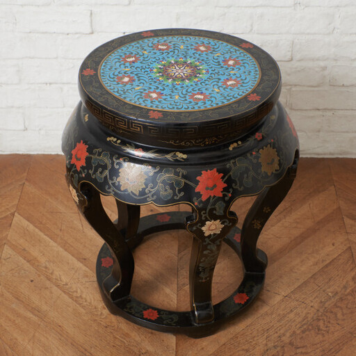 【発送の場合は即購入不可】 中国美術 七宝 天板 高卓 サイドテーブル 高さ545mm 木彫刻 猫脚 花台 飾り台 置台 香炉台 装飾 時代 唐物 木工芸 クラシック 87729