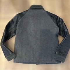 ルカジーン スタジャン　Mサイズ 本革 レザー ウール グレー ジャケット ブラック　の画像