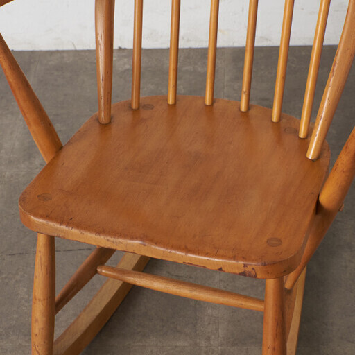 【発送の場合は即購入不可】 レア ercol ロッキングチェア 英国 フープバック ヴィンテージ 安楽 揺り椅子 木製 エルム ブナ 
