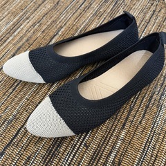 ニットパンプス 23.0 　ローヒール フラット パンプス ぺたんこ レディース 通勤 通学の画像