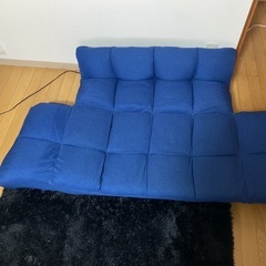 【決まりました】ソファ 2人掛け コンパクト リクライニング 背もたれ＆肘掛けリクライニング調整 2way 北欧 シンプル カウチソファ フロアソファ ローソファ (ネイビー)の画像