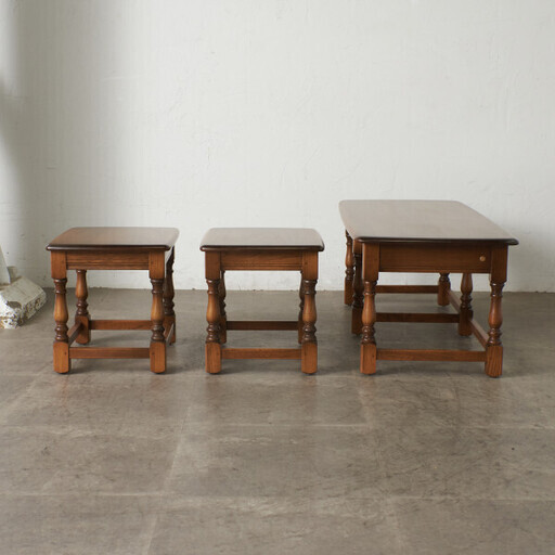【発送の場合は即購入不可】 ERCOL ネスト コーヒーテーブル エルム センターテーブル ネストテーブル イギリス アーコール 飾り