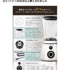 (定価約6000円！)  Acasas 氷も砕ける 5段階変速ミキサー 1500ml 大容量の画像