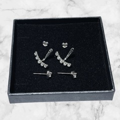 【新品未使用】シルバー925 刻印あり レディース 高級 ピアス ハート スターリングシルバー ミニマリスト キュービックジルコニア イヤージャケット アレルギー対応ジルコンアクセサリーの画像