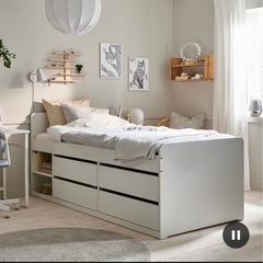 IKEA】収納付きシングルベッド｜大容量引き出し｜ホワイト｜早い者勝ち