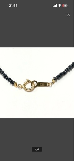 【超希少】K18金具　天然ブラックダイヤモンド　ネックレス　15.0ｃｔ　お洒落　本物の輝き　