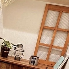 木製メッシュデザインのアンティーク雑貨　ヴィンテージ金網フレームの画像