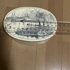 1989年 サイン入り スクリムショー風 手彫り 白鳥ボート柄 トリンケットボックスの画像