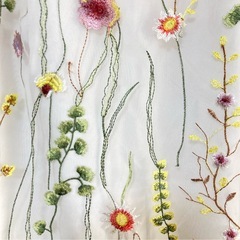 Riche glamour 花柄刺繍 チュールスカート 裏地付き ホワイト Ｍの画像