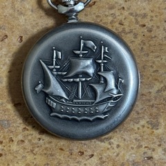 🕰 ヴィンテージ 懐中時計 コルサール（船レリーフ）完動品／チェーン付きの画像
